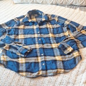 Abercrombie & Fitch Blue and Yellow Plaid Shirt Size M